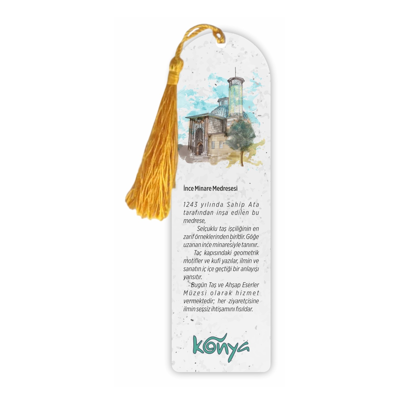 Konya Değerleri Kitap Ayracı – Tarihi Yapıları Temalı Özel Tasarım