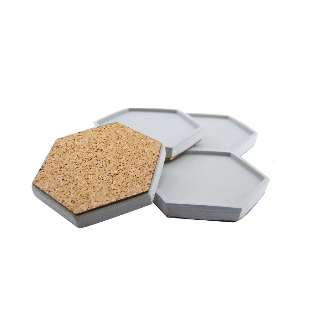 Altıgen Beton Bardak Altlığı Seti – Kenarlı Geometrik Masa Düzenleyici