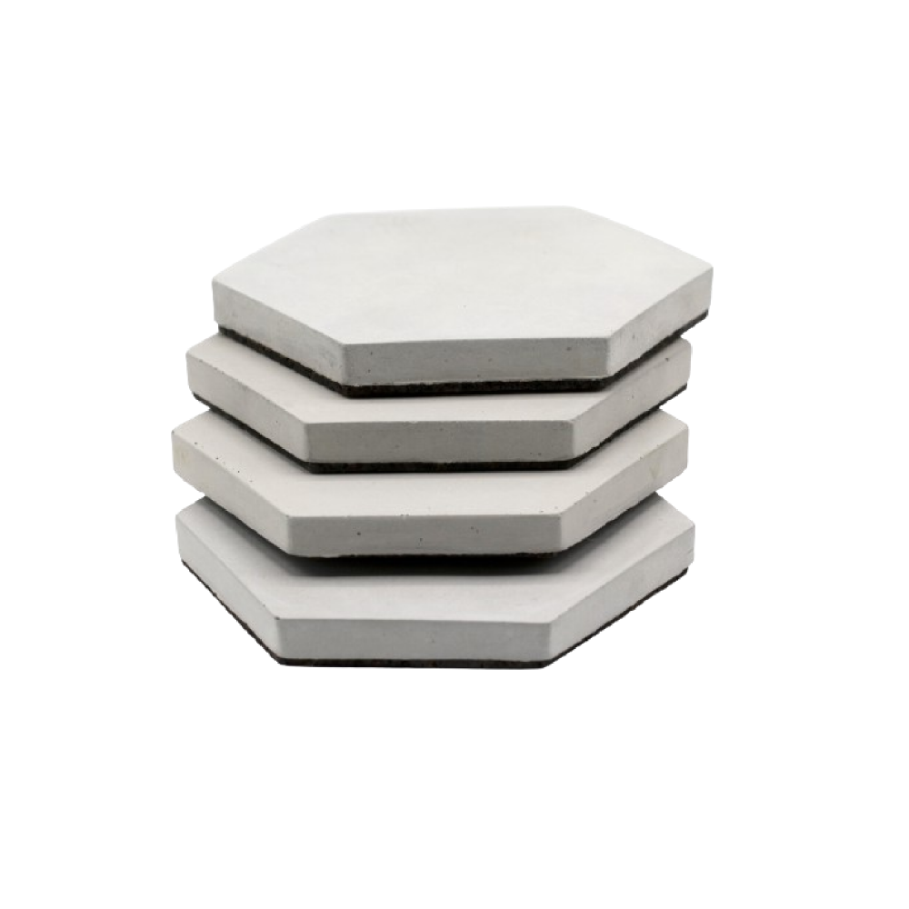 Altıgen Beton Bardak Altlığı 4'lü Seti – Minimal Geometrik Tasarım