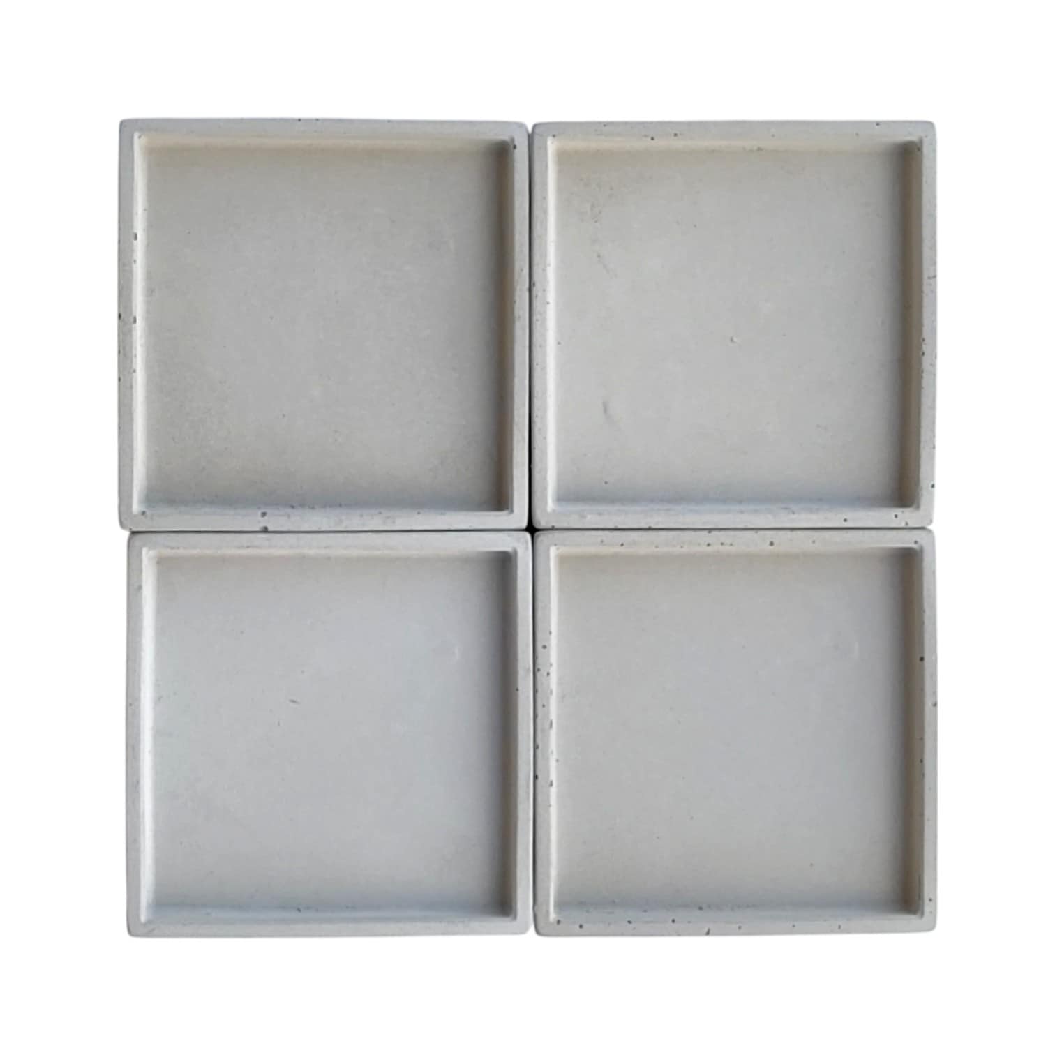 El Yapımı Kare Beton Bardak Altlığı Seti – Minimal & Modern Masa Dekoru