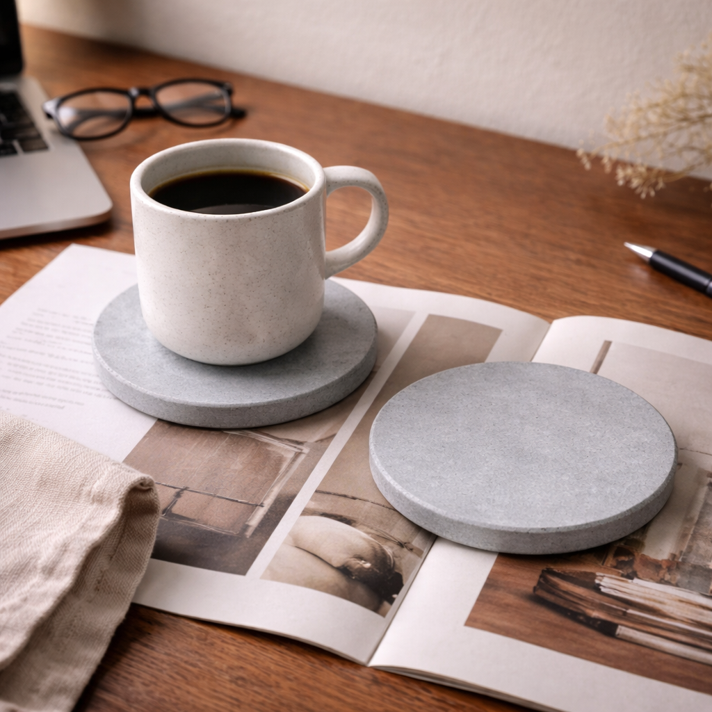 Beton Bardak Altlığı – Ofis ve Çalışma Masası İçin Minimal Çözüm