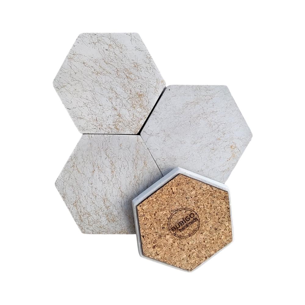 Altıgen Beton Bardak Altlığı 4'lü Seti – Minimal Geometrik Tasarım