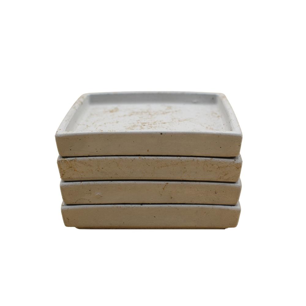 El Yapımı Kare Beton Bardak Altlığı Seti – Minimal & Modern Masa Dekoru
