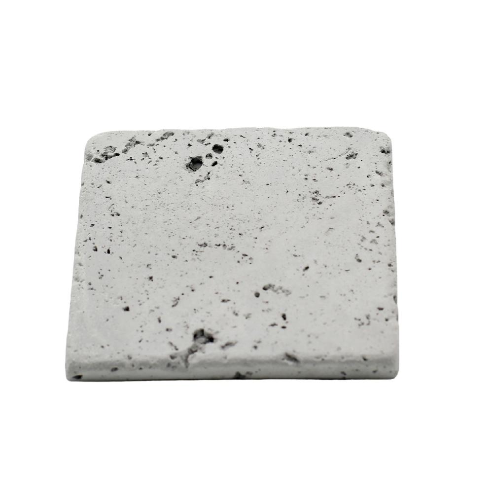 Kare Naturel Beton Bardak Altlığı 4’lü Set – El Yapımı Minimal Ofis & Ev Dekoru