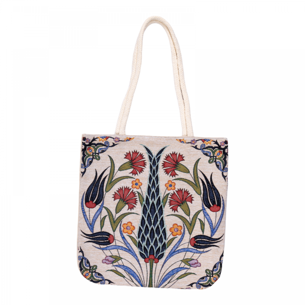 Çiçek Motifli Goblen Kumaş Heybe Çanta | Model: GBLN-3529