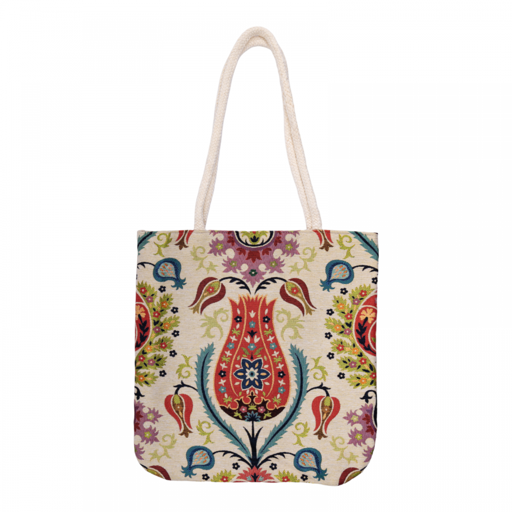 Lale Motifli Goblen Kumaş Heybe Çanta | Model: GBLN-3530