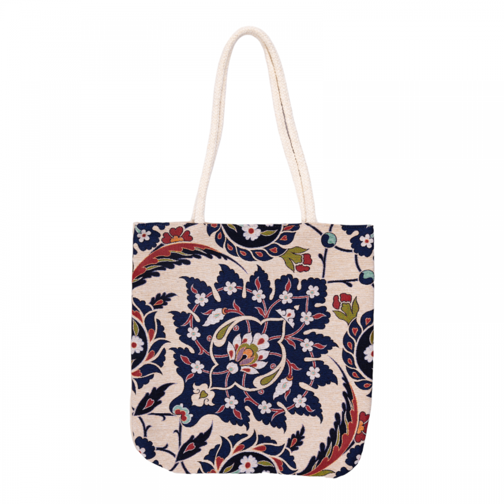 Çiçek Motifli Goblen Kumaş Heybe Çanta | Model: GBLN-3539