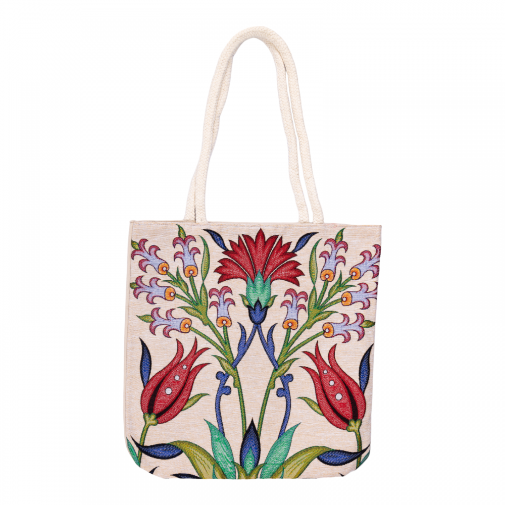 Çiçek Motifli Goblen Kumaş Heybe Çanta | Model: GBLN-3536
