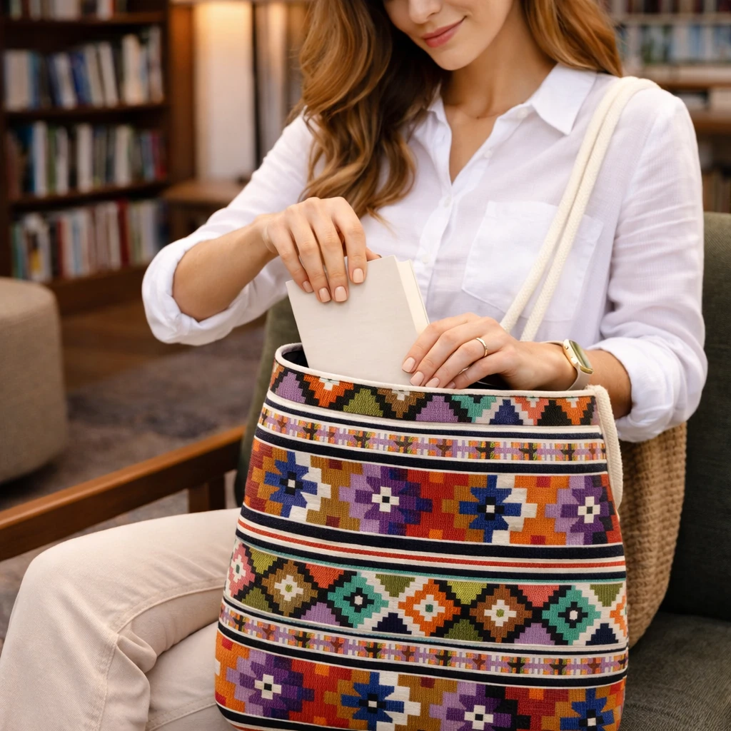 Anadolu Desenli Goblen Kumaş Heybe Çanta | Model: GBLN-3548
