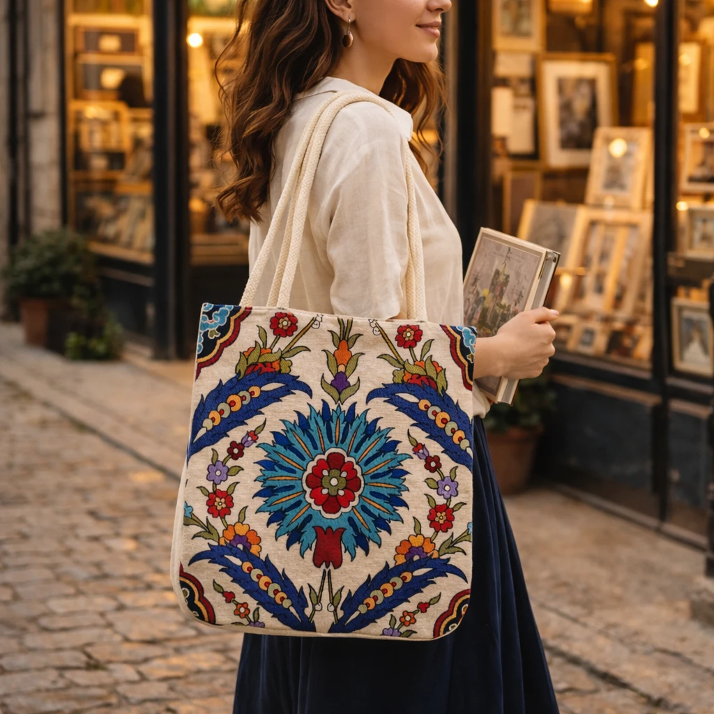 Anadolu Motifli Goblen Kumaş Heybe Çanta | Model: GBLN-3532